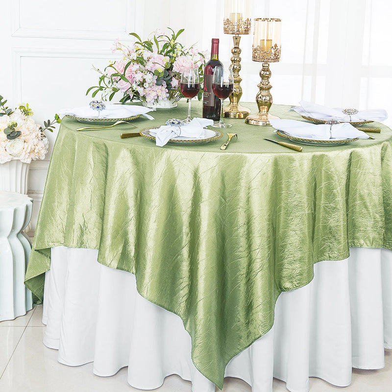 Square Crushed Taffeta Table Overlay 85x85 Sage Green