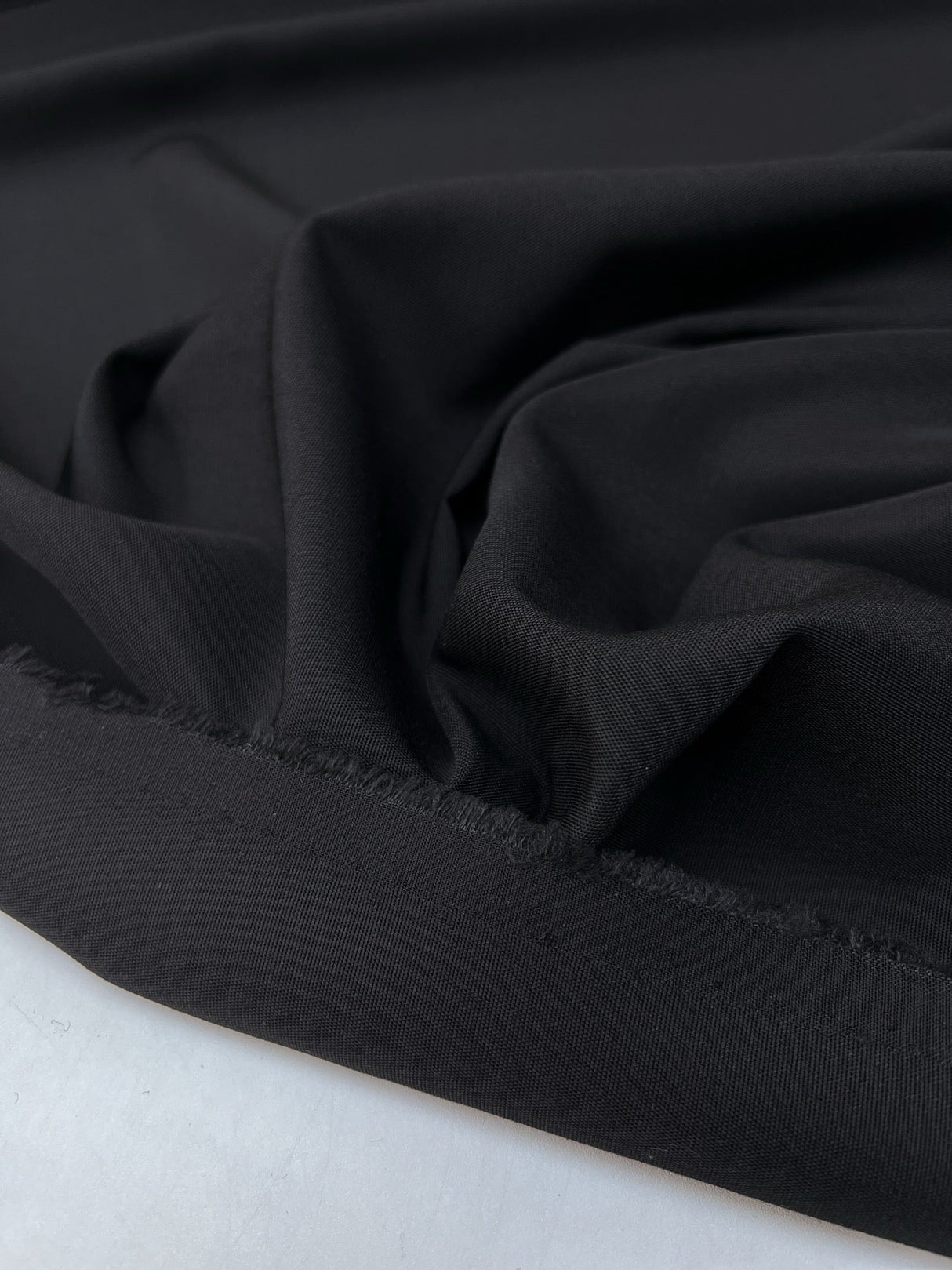 Black Wool Rep Weave Fabric