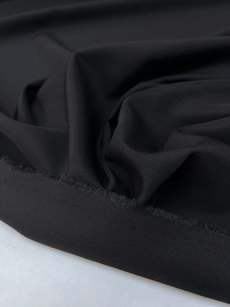 Black Wool Rep Weave Fabric