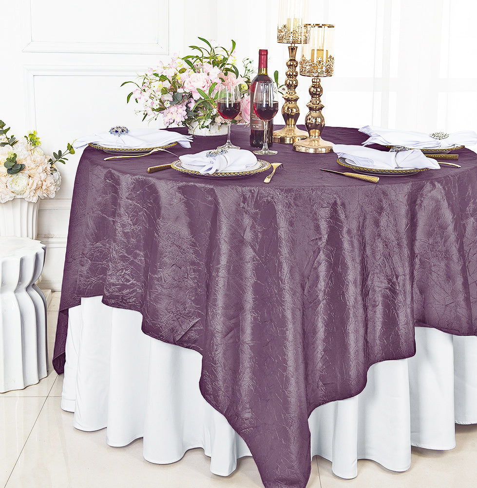 Seamless Crushed Taffeta Square Table Overlay for Events