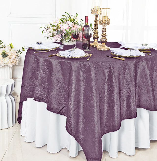 Square Crushed Taffeta Table Overlay 85x85 Wisteria