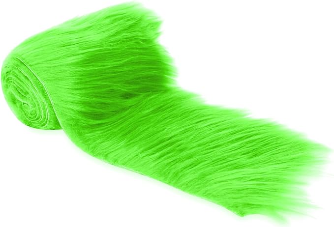Faux Fur Fabric Ribbon Lime Pre-Cut Strips