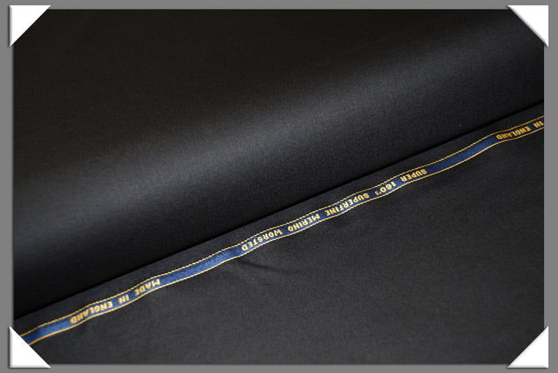 Black Super 160S Wool Fabric - Black, 58/60" Width
