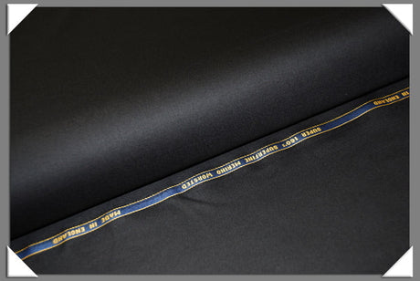 Black Super 160S Wool Fabric - Black, 58/60" Width