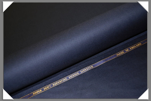 Navy Super 160S Wool Fabric - Navy, Solid, 58/60" Width