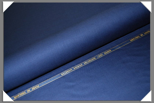 Electric Blue Super 160S Wool Fabric - Electric Blue, 58/60" Width