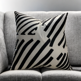 VIVA019 Velvet Pillow Fabric - White Black Geometric Design, 20" X 20" (1 Pillow)