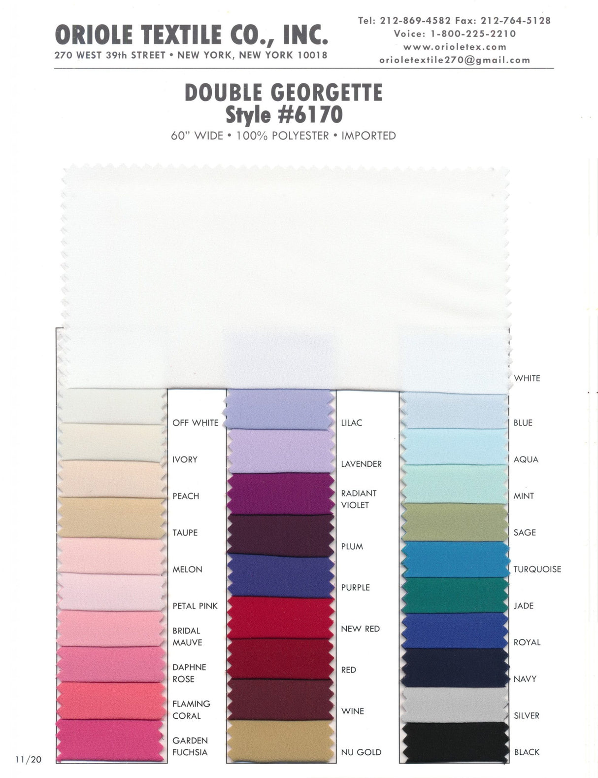 Double Georgette Polyester Fabric - Aqua, Semi-Sheer Georgette, 60" Width (1 Yard)