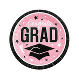 Purple Congrats Grad Round Paper Dinner Plates 9 Inch Graduation Party