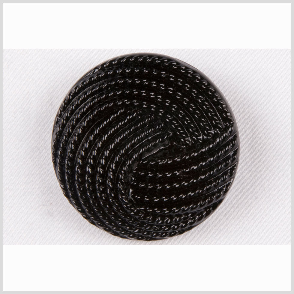 Black Knotted Glass Shank Back Button - 36L/23mm