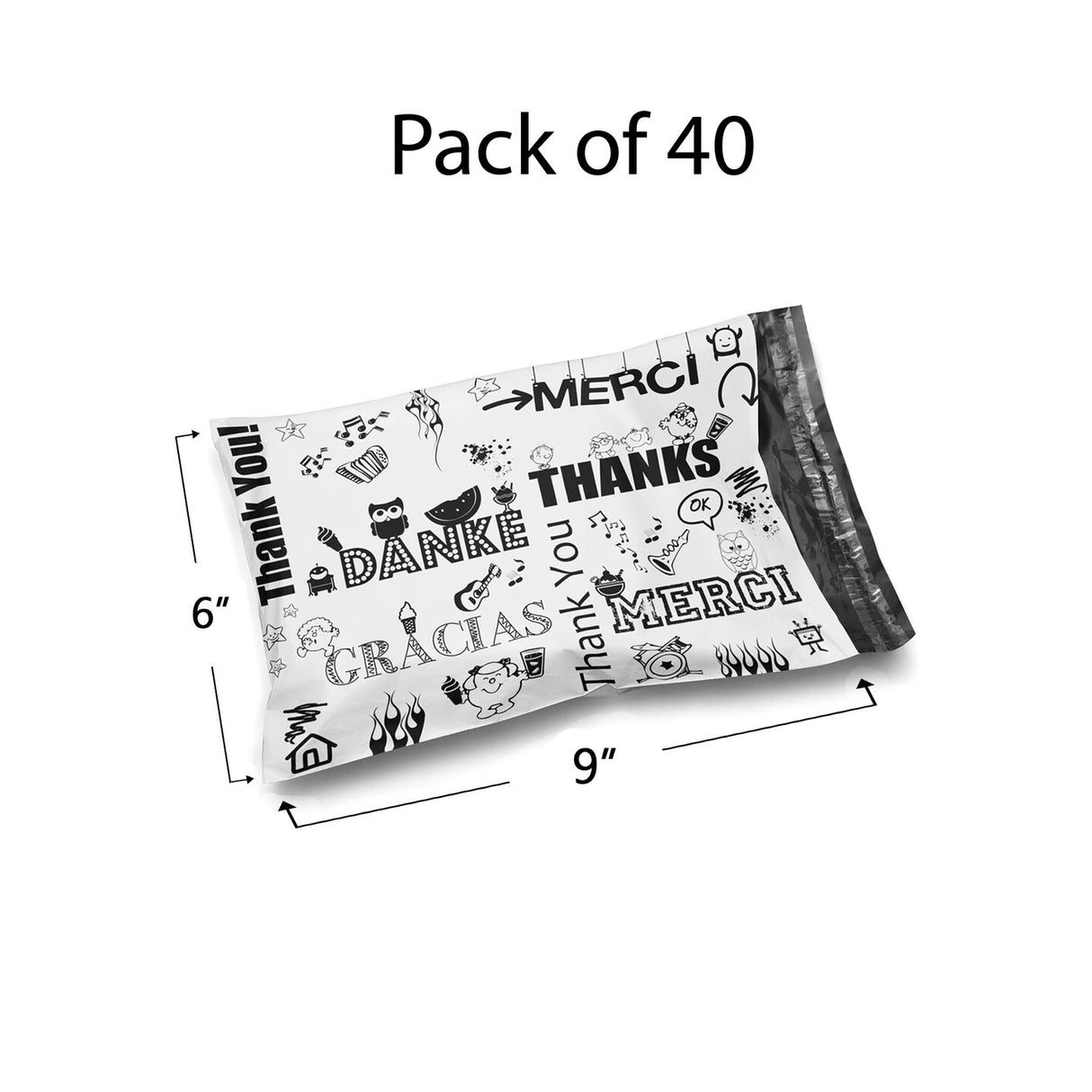 Poly Mailer Envelopes 6" x 9" Multi Design Weight 0.25 to 1 pound