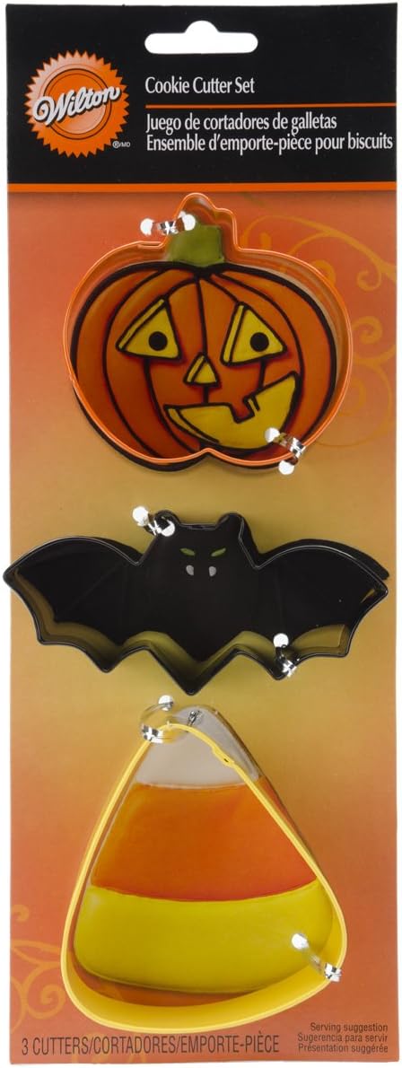 Wilton Bat Candy Corn Pumpkin Metal Halloween Cookie Cutter Set