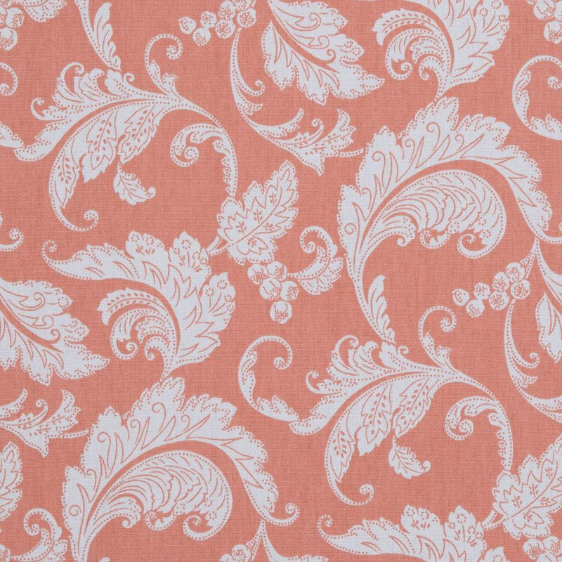 Prestwick Panorama Papaya Cotton Fabric - Monochromatic Swirling Stylized Leaves, 45" Width (1 Yard)