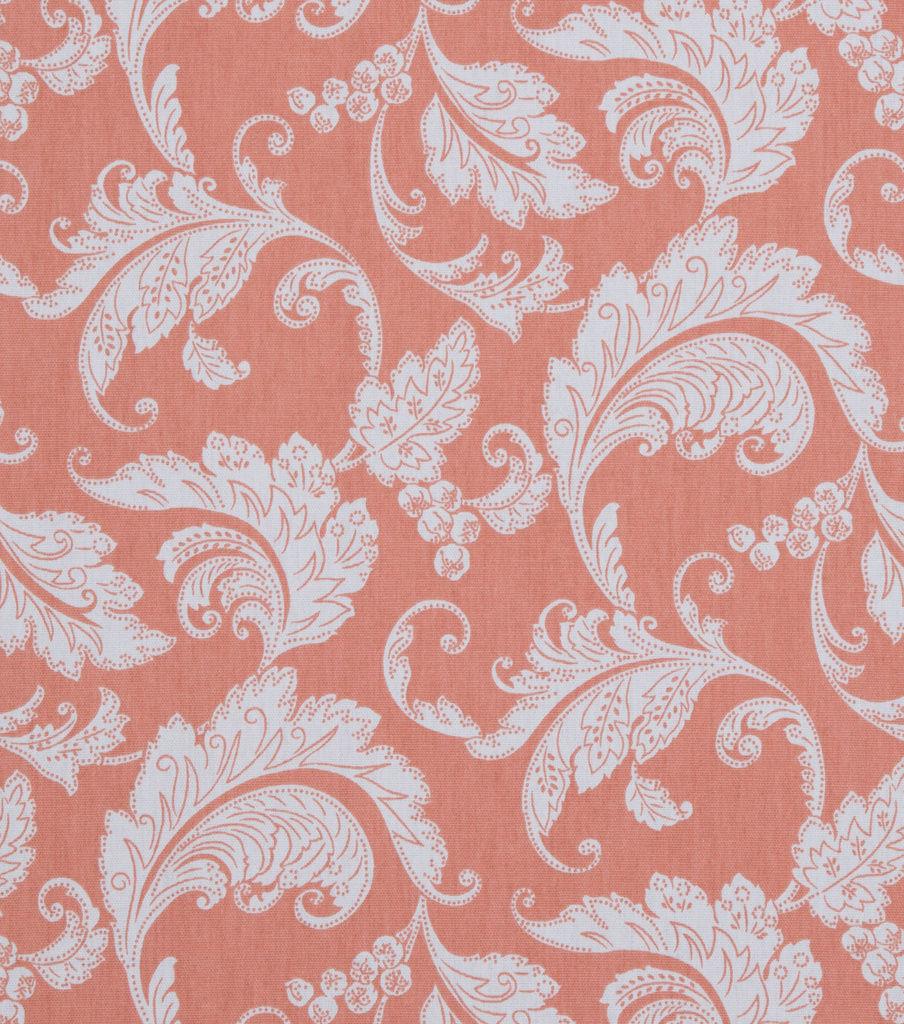 Prestwick Panorama Papaya Cotton Fabric - Monochromatic Swirling Stylized Leaves, 45" Width (1 Yard)