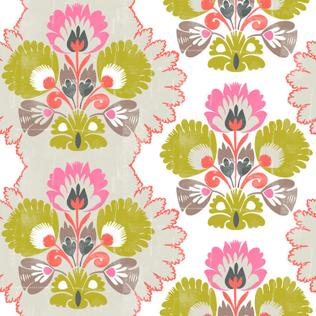 Floral Damask Cotton Broadcloth Fabric - 18" X 18" Repeat (1 Yard)