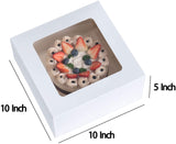 10 x 10 x 5" White Bakery Boxes with Window Pastry Boxes for Cakes, Cookies and Desserts
