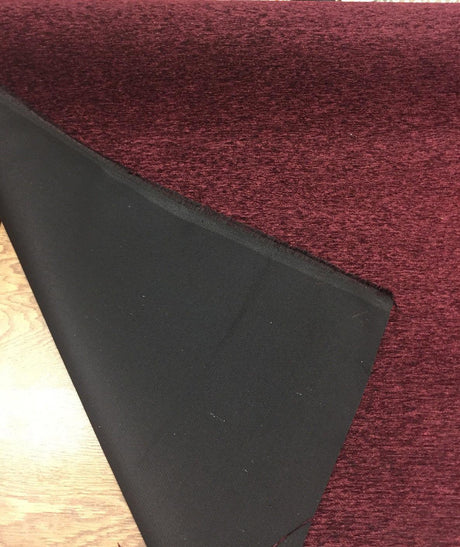 Wine Heavy Chenille Backed Upholstery Fabric - Wine Solid, 56" Width (1 Yard)