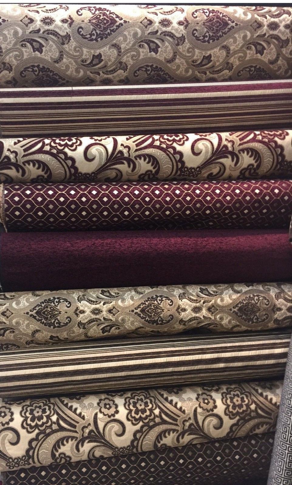 Wine Heavy Chenille Backed Upholstery Fabric - Wine Solid, 56" Width (1 Yard)