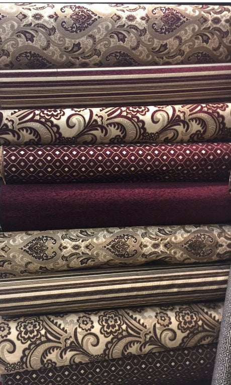 Wine Heavy Chenille Backed Upholstery Fabric - Wine Solid, 56" Width (1 Yard)