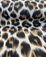 Leopard Natural Cotton Canvas Fabric - Leopard Print, 56" Width (1 Yard)