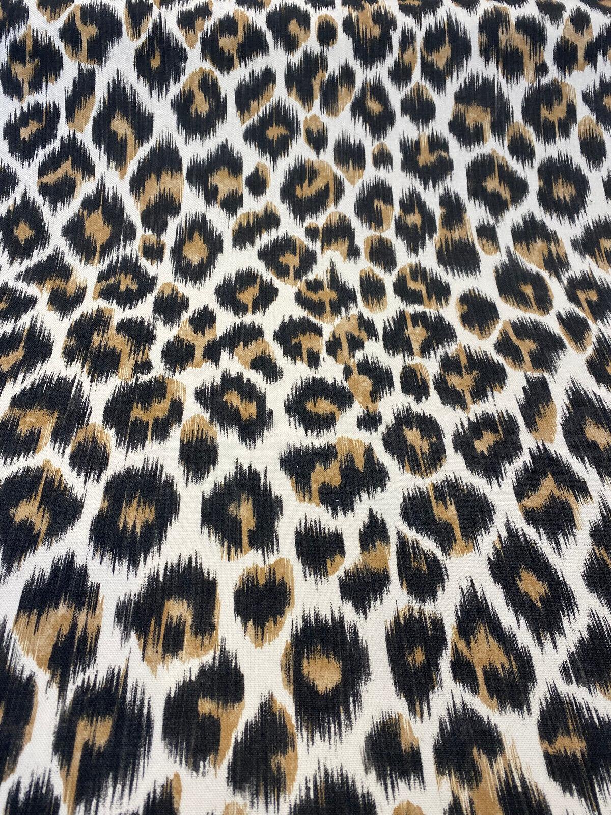 Leopard Natural Cotton Canvas Fabric - Leopard Print, 56" Width (1 Yard)