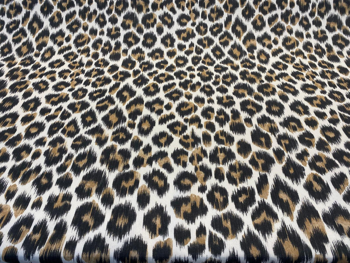 Leopard Natural Cotton Canvas Fabric - Leopard Print, 56" Width (1 Yard)