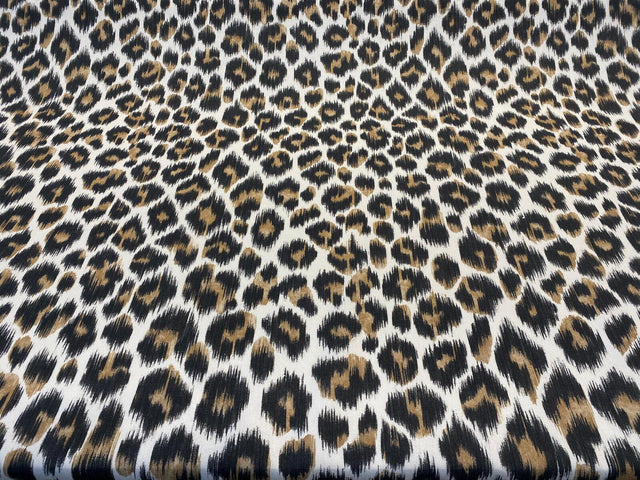 Leopard Natural Cotton Canvas Fabric - Leopard Print, 56" Width (1 Yard)