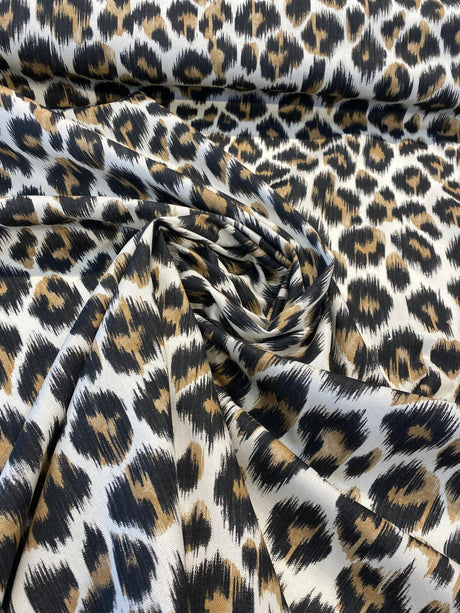 Leopard Natural Cotton Canvas Fabric - Leopard Print, 56" Width (1 Yard)
