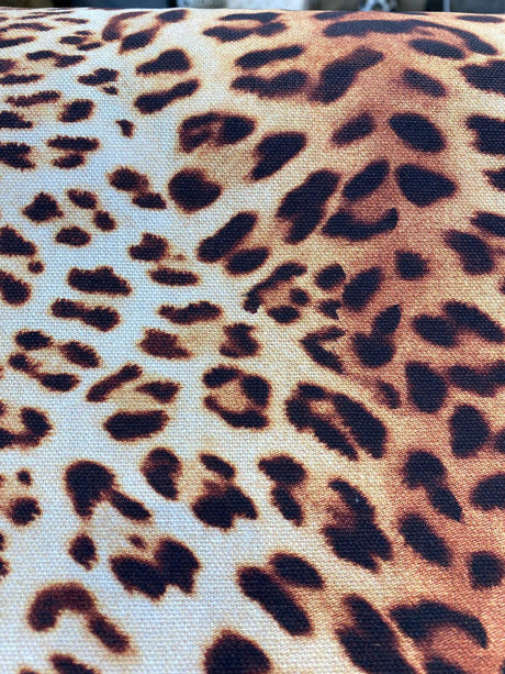 Jaguar Mombasa Bright Cotton Canvas Fabric - Jaguar Skin Design, Beige White Black Rustish Orange, 56" Width (1 Yard)