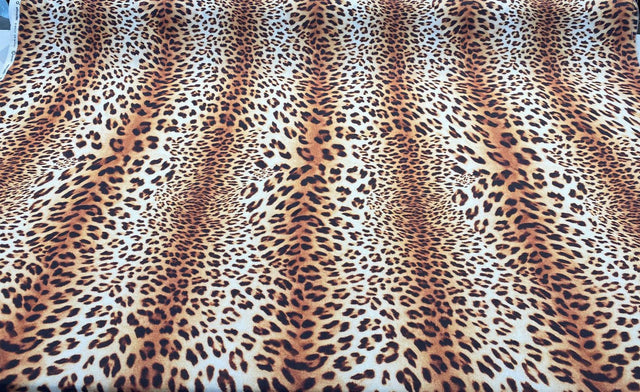 Jaguar Mombasa Bright Cotton Canvas Fabric - Jaguar Skin Design, Beige White Black Rustish Orange, 56" Width (1 Yard)