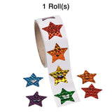 1 1/2" Paper Prism Smiling Stars Sticker Roll 100 Pc.
