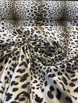 Jaguar Mombasa Sepia Cotton Fabric - Jaguar Skin Pattern, Beige White/Off White/Black, 56" Width (By The Yard)