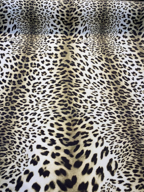 Jaguar Mombasa Sepia Cotton Fabric - Jaguar Skin Pattern, Beige White/Off White/Black, 56" Width (By The Yard)