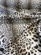 Jaguar Mombasa Sepia Cotton Fabric - Jaguar Skin Pattern, Beige White/Off White/Black, 56" Width (By The Yard)