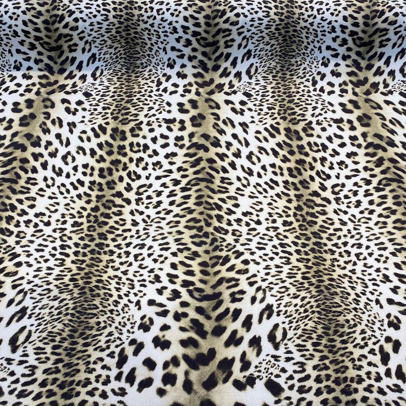Jaguar Mombasa Sepia Cotton Fabric - Jaguar Skin Pattern, Beige White/Off White/Black, 56" Width (By The Yard)