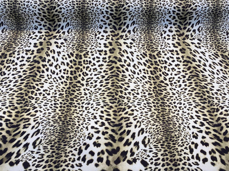 Jaguar Mombasa Sepia Cotton Fabric - Jaguar Skin Pattern, Beige White/Off White/Black, 56" Width (By The Yard)