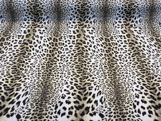 Jaguar Mombasa Sepia Cotton Fabric - Jaguar Skin Pattern, Beige White/Off White/Black, 56" Width (By The Yard)