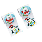 God is Cool Penguin Sticker Roll 100 Pc.