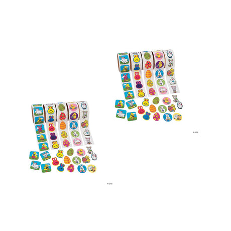 1-1/2" Bulk Easter Roll Sticker Assortment 5 rolls 500 Pc.