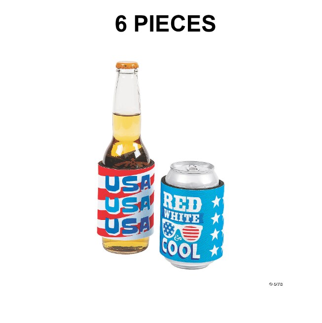 Premium Patriotic Neoprene Slap Can & Bottle Coolers - 6 Pc.