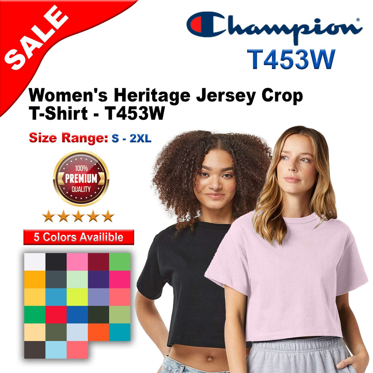Champion® Women's Heritage Jersey Crewneck Short Sleeve Crop T-Shirt