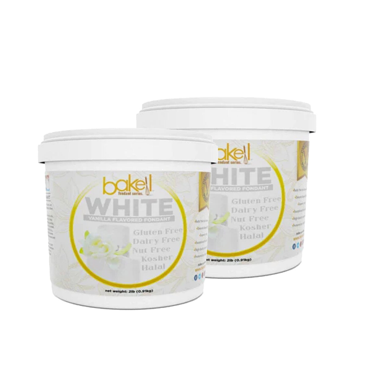 Bakell's Satin Ice 2 lb. White Vanilla Fondant Tub Bucket