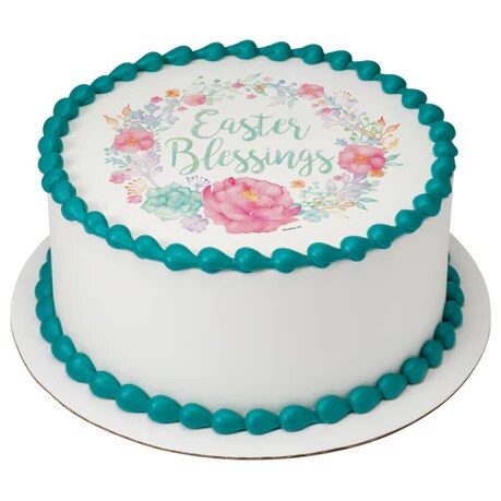 Floral Easter Blessing Edible Cake Image PhotoCake