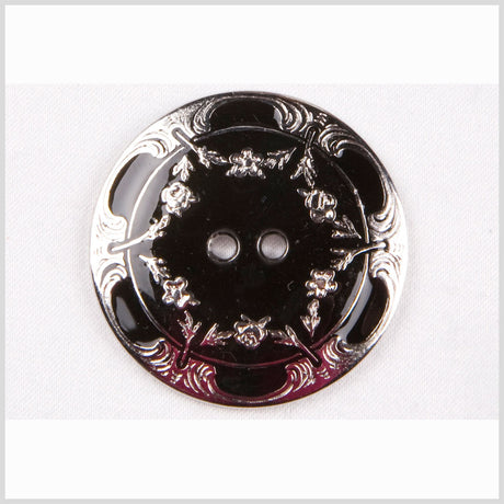 New Silver/Black Metal Coat Button - 48L/30.5mm