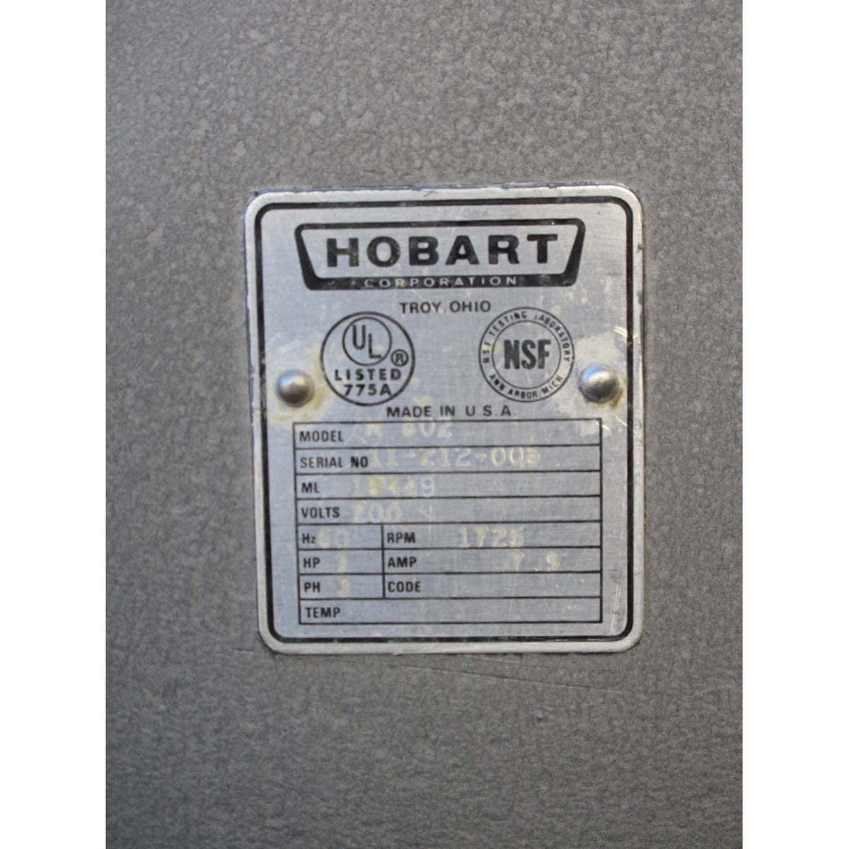 Hobart M802 80 Qt Mixer, Bowl And 2 Attachments Included, Used Excellent Condition