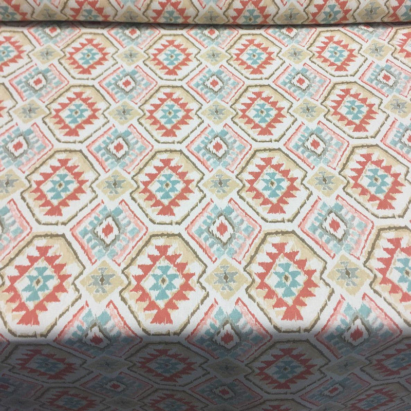 Epachi Panorama Cotton Fabric - Peach Spice Ethnic Pattern, 45" Width (1 Yard)