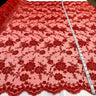 Embroidered Lace Fabric - 100 Percent Polyester Net Mesh, Floral Beaded Design, 52" Width (1 Yard)