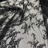 Embroidered Lace Fabric with Eyelash Scallop