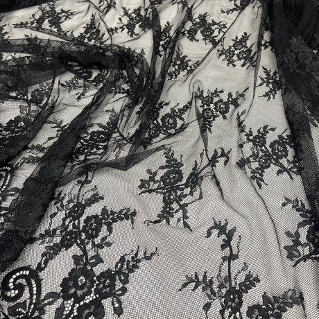 Embroidered Lace Fabric with Eyelash Scallop