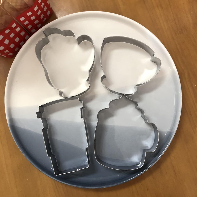 Large Coffee Cup Cookie Cutter Set – 4 Pcs Coffee Mug Hot Cocoa Teacup & Letter Cutters